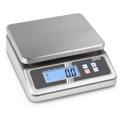 KERN Kompakte Edelstahl-Tischwaage mit Eichzulassung, Wägebereich 15kg, Ablesbarkeit 1g von KERN