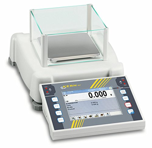 KERN Serie PET Premium Touchscreen-Präzisionswaage mit dem kompletten Funktionsumfang für Anspruchsvolle Prozesse, 600g Wägebereich, 0,001g Ablesbarkeit, 431mm x 221mm x 168mm von KERN