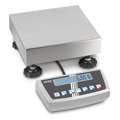 KERN Edelstahl Präzisions-Industrie Plattformwaage mit Laborgenauigkeit, 3000 g Wägebereich, 0,01 g Ablesbarkeit, 228mm x 228mm x 70mm von KERN