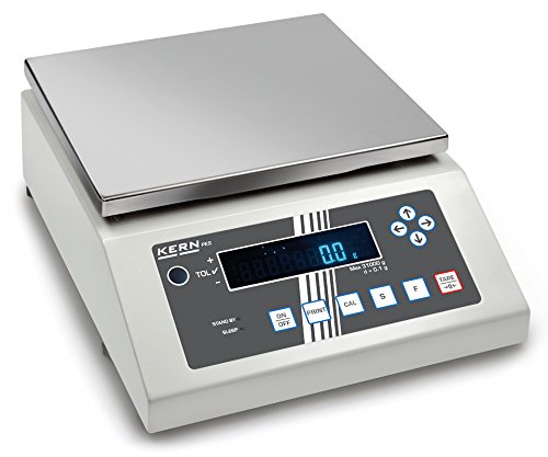 KERN Serie PES Aluguss Präzisionswaage mit Eichzulassung, 31kg Wägebereich, 0,1g Ablesbarkeit, 260mm x 330mm x 113mm von KERN