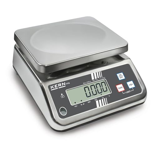 KERN Edelstahl IP-Geschützte Tischwaage, Robuste, IP65 Schutzklasse, 25kg Wägebereich, Ablesbarkeit 5g von KERN