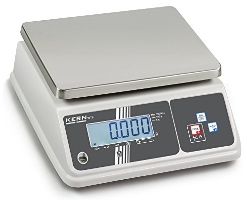 Tischwaage [Kern WTB 30K-2NM] Stark im Lebensmittelbereich dank IP65 und speziellem Checkweighing-Display, Wägebereich [Max]: 30 kg, Ablesbarkeit [d]: 10 g von Kern