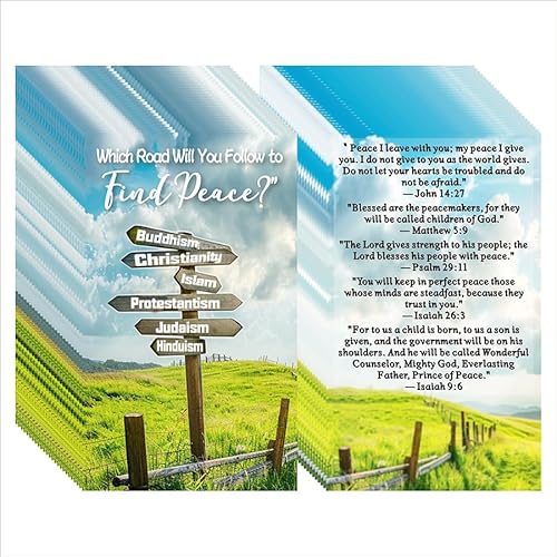 Kerosly 200 Stück "Find Peace" Gospel Traktkarten – doppelseitige Bibelvers Postkarten mit malerischem Straßenschild-Design, christliche Evangelismus, Schriftkarten für Glaubensauftritt und Kerosly 200 Stück "Find Peace" Gospel Traktkarten – doppelseitige Bibelvers Postkarten mit malerischem Straßenschild-Design, christliche Evangelismus, Schriftkarten für Glaubensauftritt und von Kerosly