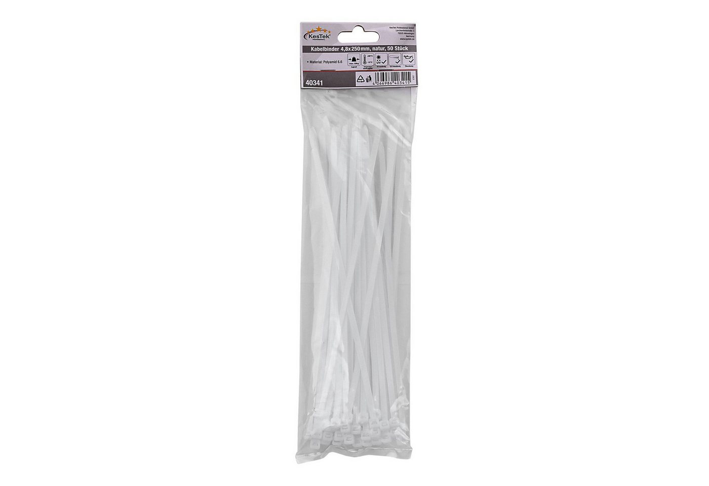 KesTek Kabelbinder Kabelbinder 4,8x250mm, Natur (50-St) von KesTek