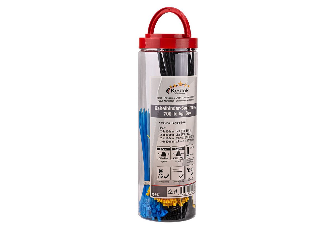 KesTek Kabelbinder Kabelbinder Sortiment 700 tlg. BOX (700-St) von KesTek