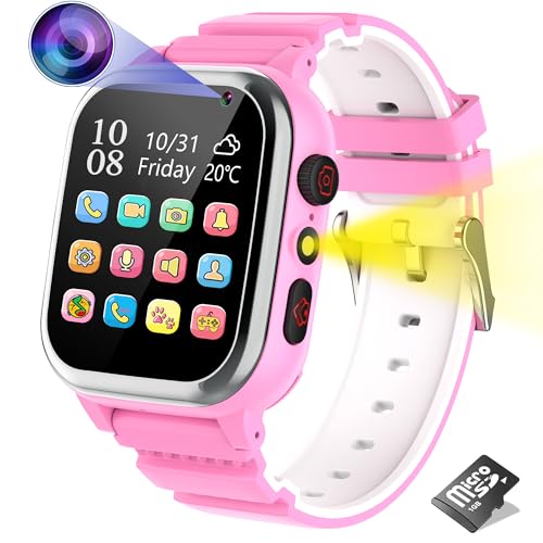 Kinder Smartwatch, Smartwatch Kinder Telefon mit SIM Karte Anruf SOS 26 Spiele Kamera Musik MP4 Schrittzähler Wecker Taschenlampe Recorder, Kinderuhr für Jungen Mädchen Student 4-12 Jahre Geschenk von Kesasohe