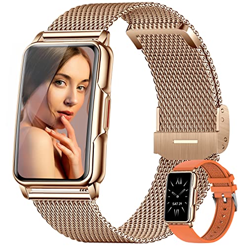 Kesasohe Smartwatch Damen 1,47 Zoll Armbanduhr mit IP68 Wasserdicht Fitness Tracker Sportuhr mit Zwei Wochen Standby SpO2 124 Trainingsmodi Herzfrequenzmessung Schlafmonitor Android iOS Roségold von Kesasohe