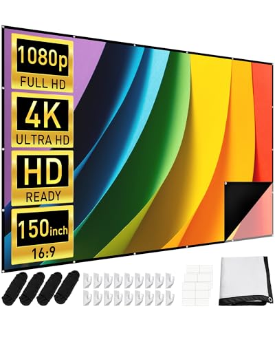 Leinwand Beamer 150 Zoll, KESCRON 16:9 HD Projektor Leinwand Projector Screen Faltbare und Tragbare Anti-Falten Beamerleinwand Outdoor Movie Projektionsleinwand Projektion Indoor für Heimkino Leinwand Beamer 150 Zoll, KESCRON 16:9 HD Projektor Leinwand Projector Screen Faltbare und Tragbare Anti-Falten Beamerleinwand Outdoor Movie Projektionsleinwand Projektion Indoor für Heimkino von Kescron
