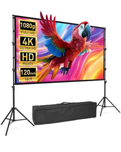 Leinwand Beamer mit Stativ, Kescron 120 Zoll Projector Screen Tragbare Indoor Outdoor Projektor, Rückseite 16:9 HD Faltbare Mobile Projektion Leinwand mit Tragetasche für Haus Hinterhof Theater Nächte Leinwand Beamer mit Stativ, Kescron 120 Zoll Projector Screen Tragbare Indoor Outdoor Projektor, Rückseite 16:9 HD Faltbare Mobile Projektion Leinwand mit Tragetasche für Haus Hinterhof Theater Nächte von Kescron