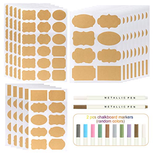 Kesote 204x Etiketten Selbstklebend Aufkleber Natur Haushaltsetiketten Küchen Blanko Sticker mit 2 Metallic Stifte (Farbe Zufällig) von Kesote