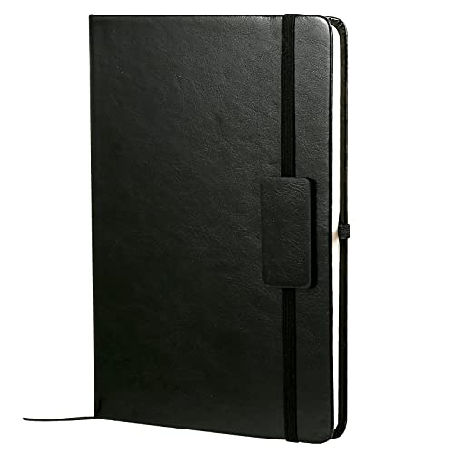 Kesote A5 Notizbuch Liniert Hardcover Leder Tagebuch Schwarz mit Gummiband Lesezeichen Innentasche, 200 Seiten von Kesote