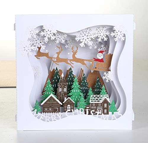 Kesote Weihnachtskarte Pop Up Karte 3D Glückwunschkarte Weihnachten mit Umschläge (Weihnachtslandschaft) von Kesote