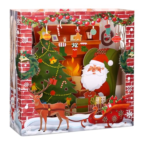 Kesote Weihnachtskarten Pop Up Karten Weihnachten 3D Glückwunschkarte Grußkarte Nikolaus mit Umschlag von Kesote