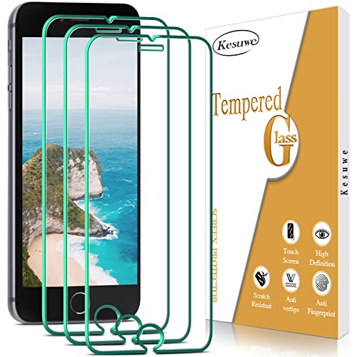 Kesuwe [3 Stück] Gehärtetes Glas für iPhone SE 2020, iPhone 8, iPhone 7, iPhone 6S, iPhone 6, kratzfest, Anti-Fingerabdruck, Härtegrad 9H, blasenfrei, einfache Installation, hohe Auflösung von Kesuwe