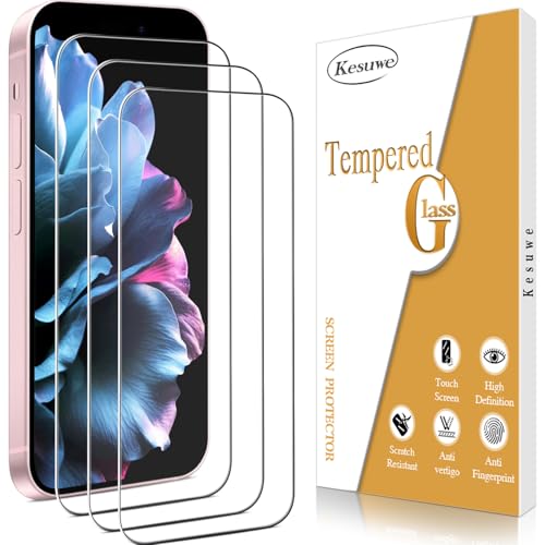 Kesuwe [3 Stück] Panzer Schutz Glas für iPhone 16, Anti-Kratzen, 9H Härte, Ultrabeständig, Anti-Bläschen, HD Displayschutzfolie, 0.33mm Ultra-klar von Kesuwe