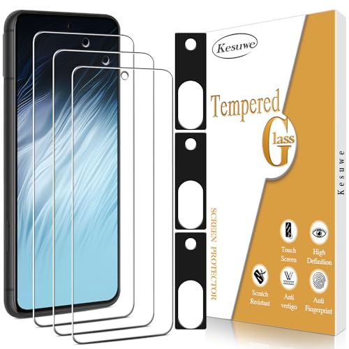 Kesuwe [3 Stück] Schutzfolie für Google Pixel 8a mit Kamera Schutzfolie Glasfolie, 9H Härte, Ultrabeständig, Anti-Kratzen, Anti-Bläschen, HD Displayschutzfolie, 0.33mm Ultra-klar von Kesuwe