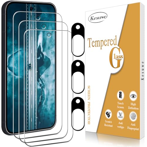Kesuwe [3 Stück] Schutzfolie für Google Pixel 9 mit Kamera Schutzfolie Glasfolie, 9H Härte, Ultrabeständig, Anti-Kratzen, Anti-Bläschen, HD Displayschutzfolie, 0.33mm Ultra-klar von Kesuwe