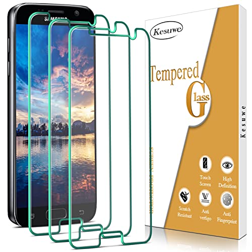 Kesuwe [3 Stück] Schutzfolie für Samsung Galaxy S7, Anti-Kratzen, Ultrabeständig, 9H Härte, Bläschenfrei, HD Klar Glas Displayschutzfolie, Einfache Installation von Kesuwe