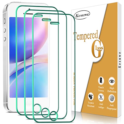 Kesuwe [3 Stück] Schutzfolie für iPhone SE 2016, iPhone 5, iPhone 5S, iPhone 5C, Anti-Kratzen, Anti-Fingerprint und blasenfrei, 9H Härte Panzerfolie Schutzfolie, Hülle Freundllich von Kesuwe