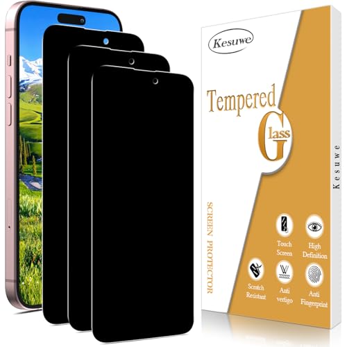 Kesuwe [3 Stück] Sichtschutz Panzer Schutz Glas für iPhone 16 Plus, Anti-Spy, Anti-Kratzen, Anti-Fingerabdruck, 9H Härte, Blasenfre von Kesuwe