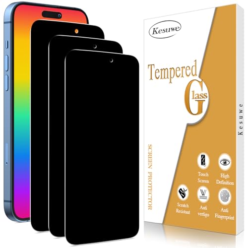 Kesuwe [3 Stück] Sichtschutz Panzer Schutz Glas für iPhone 16 Pro Max, Anti-Spy, Anti-Kratzen, Anti-Fingerabdruck, 9H Härte, Bläschenfrei, Hülle Freundlich Privacy Schutzfolie Folie von Kesuwe