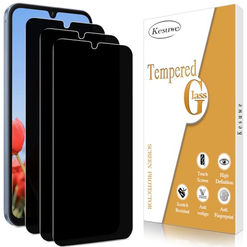 Kesuwe [3 Stück] Sichtschutz Schutzfolie für Samsung Galaxy A15 5G, Anti-Spy Schutzglas, 9H Härte, Anti-Kratzen, Anti-Peeping, 9H Härte, Bläschenfrei, Stoßfest von Kesuwe