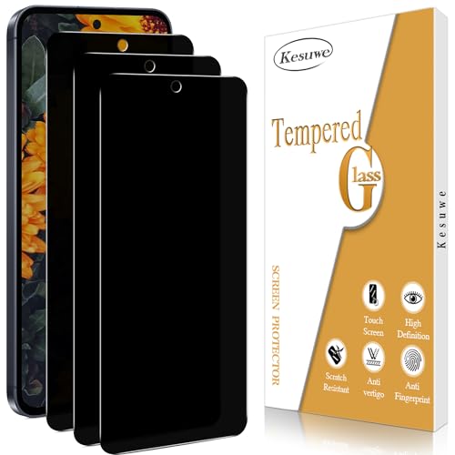 Kesuwe [3 Stück] Sichtschutz Schutzfolie für Samsung Galaxy A55 5G, Anti-Spy, Anti-Kratzen, 9H Härte, Ultrabeständig, Anti-Bläschen, HD Displayschutzfolie, 0.33mm Ultra-klar von Kesuwe