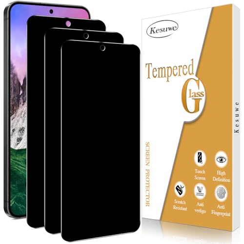 Kesuwe [3 Stück] Sichtschutz Schutzfolie für Samsung Galaxy S24 FE 5G, 9H Härte Sichtschutzfolie, Anti-Spy, Fingerabdruck-ID Unterstützen, Anti-Kratzen, Ultrabeständig, Anti-Bläschen von Kesuwe