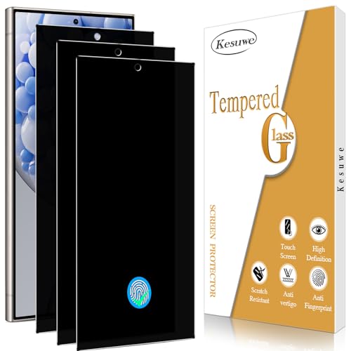 Kesuwe [3 Stück] Sichtschutz Schutzfolie für Samsung Galaxy S24 Ultra, Anti-Spy, Fingerabdruck-ID Unterstützen, Anti-Kratzen, 9H Härte, Ultrabeständig, Anti-Bläschen, HD Displayschutzfolie von Kesuwe