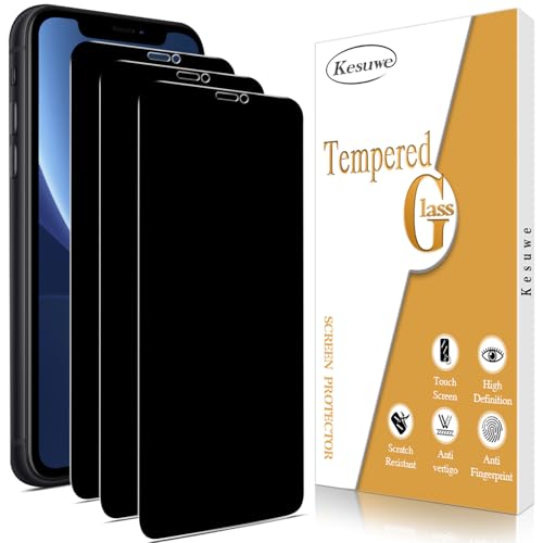 Kesuwe [3 Stück] Sichtschutz Schutzfolie für iPhone 11 Pro/XS/X, Anti-Spy Schutzglas, 9H Härte, Anti-Kratzen, Anti-Peeping, 9H Härte, Bläschenfrei, Stoßfest von Kesuwe