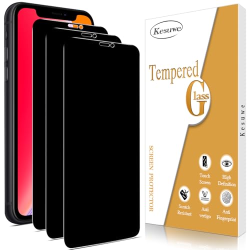 Kesuwe [3 Stück] Sichtschutz Schutzfolie für iPhone 11 Pro Max/iPhone XS Max, Anti-Spy, Anti-Kratzen, 9H Härte, Ultrabeständig, Anti-Bläschen, HD Displayschutzfolie, 0.33mm Ultra-klar von Kesuwe