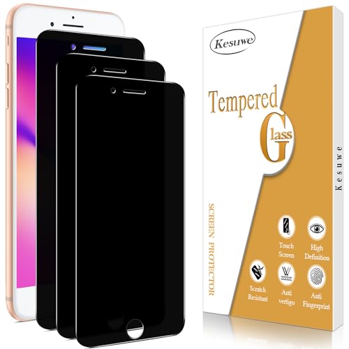 Kesuwe [3 Stück] Sichtschutz Schutzfolie für iPhone 8 Plus/7 Plus, Anti-Spy Schutzglas, 9H Härte, Anti- Kratzer, Anti-Öl, Anti-Peeping, 9H Härte, Bläschenfrei von Kesuwe