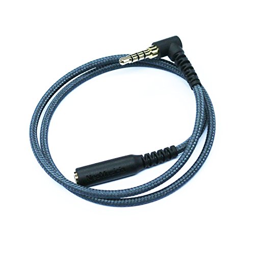 KetDirect 20cm (0.6ft) Rechter Winkel 4-polige 3,5 mm 1/8 Zoll-Stecker auf 4-poligen 3,5 mm 1/8 Zoll Buchse Stereo Audio-Kopfhörer-Kopfhörer-Verlängerungskabel -Adapter-Schnur-Tangle-Free Flechtlitzen von KetDirect