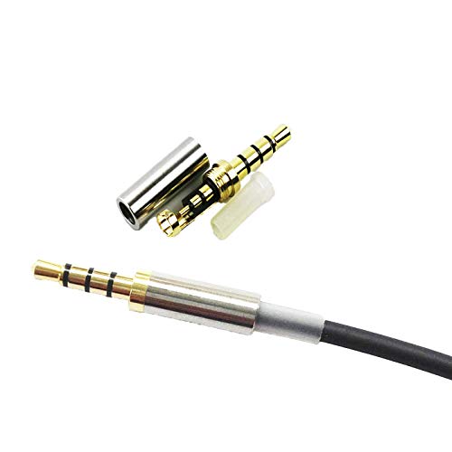 KetDirect – Goldener, 4-poliger Löt-Stecker, 3,5 mm, Reparatur für Kopfhörer, Klinkenstecker, Metall, Audio, Kopfhöreranschluss, silber, 2 Stück von KetDirect