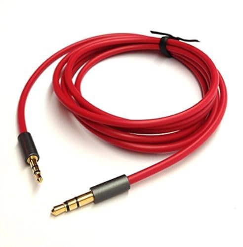 KetDirect Rot 9ft Gold überzogener Entwurf 3,5 mm Stecker auf 2,5 mm Stecker Auto-Zusatzaudiokabel Cord Kopfhörer-Anschlusskabel für Apple, Android Smartphone, Tablet und MP3-Player von KetDirect