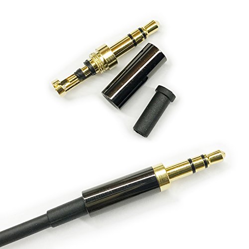 KetDirect Goldener, 3-poliger Löt-Stecker, 3,5 mm, Reparatur für Kopfhörer, Klinkenstecker, Metall, Audio, Kopfhöreranschluss, schwarz, 2 Stück von KetDirect
