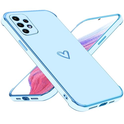 Keteen Handyhülle für Samsung Galaxy A33 5G Hülle Cute Herz Muster Mädchen Galvanisierte Kameraschutz Weich TPU Silikon Schutzhülle Ultra Dünn Case Stoßfeste Hülle für Samsung Galaxy A33 5G, Blau von Keteen