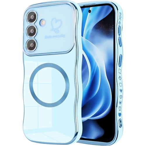 Keteen Handyhülle für Samsung Galaxy S25 Hülle für Magsafe, Mädchen Niedliche Herz Muster Wellen Hülle Dünne Silikon Galvanisierte Kameraschutz Kratzfest Magnetisch Handyhülle Galaxy S25, Blau Keteen Handyhülle für Samsung Galaxy S25 Hülle für Magsafe, Mädchen Niedliche Herz Muster Wellen Hülle Dünne Silikon Galvanisierte Kameraschutz Kratzfest Magnetisch Handyhülle Galaxy S25, Blau von Keteen