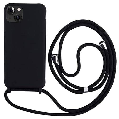 Keteen Handyhülle für iPhone 14/iPhone 13 hülle mit Kordel Tasche Slim TPU Silikon Schutzhülle Stossfest Bumper Cover Abnehmbar Verstellbarer Necklace Umhängen Handykette hülle für iPhone 14, Schwarz von Keteen