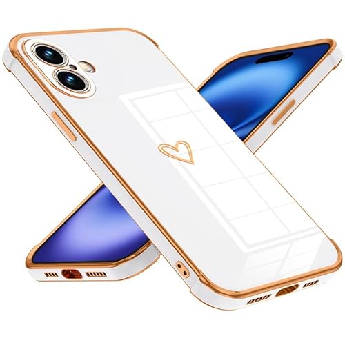 Keteen Handyhülle für iPhone 16 Hülle Cute Herz Muster Mädchen Galvanisierte Kameraschutz Weich TPU Silikon Schutzhülle Ultra Dünn Case Stoßfeste Hülle für iPhone 16-Weiß Keteen Handyhülle für iPhone 16 Hülle Cute Herz Muster Mädchen Galvanisierte Kameraschutz Weich TPU Silikon Schutzhülle Ultra Dünn Case Stoßfeste Hülle für iPhone 16-Weiß von Keteen