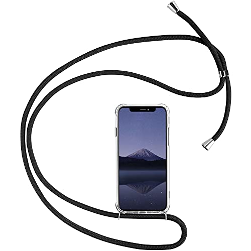 Keteen Handykette Handyhülle für Samsung Galaxy A73 5G hülle mit Band Transparente Slim Silikon Schutzhülle mit Abnehmbar Kordel Stossfest Cover zum Umhängen Necklace hülle für Samsung A73 5G, Schwarz von Keteen