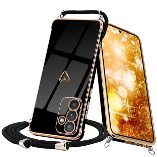 Keteen Handykette Hülle für Samsung Galaxy A35 5G Handyhülle mit Band Cute Herz Muster Galvanisierte Slim Silikon mit Abnehmbar Kordel Stossfest Cover Necklace Handyhülle für Samsung A35 5G, Schwarz Keteen Handykette Hülle für Samsung Galaxy A35 5G Handyhülle mit Band Cute Herz Muster Galvanisierte Slim Silikon mit Abnehmbar Kordel Stossfest Cover Necklace Handyhülle für Samsung A35 5G, Schwarz von Keteen