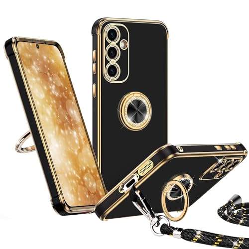 Keteen Handykette für Samsung Galaxy A55 5G Hülle mit Band, Handyhülle für Samsung A55 5G mit 360° Metall Ring Halter Ständer Dünn Stoßfeste Anti-Kratzt Schutzhülle für Samsung Galaxy A55 5G, Schwarz Keteen Handykette für Samsung Galaxy A55 5G Hülle mit Band, Handyhülle für Samsung A55 5G mit 360° Metall Ring Halter Ständer Dünn Stoßfeste Anti-Kratzt Schutzhülle für Samsung Galaxy A55 5G, Schwarz von Keteen