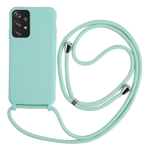 Keteen Handykette hülle für Samsung Galaxy A32 5G Handyhülle mit Band Slim Silikon A32 5G hülle mit Abnehmbar Kordel Stossfest Bumper Cover zum Umhängen Necklace Handyhülle für Samsung A32 5G-Hellgrün von Keteen