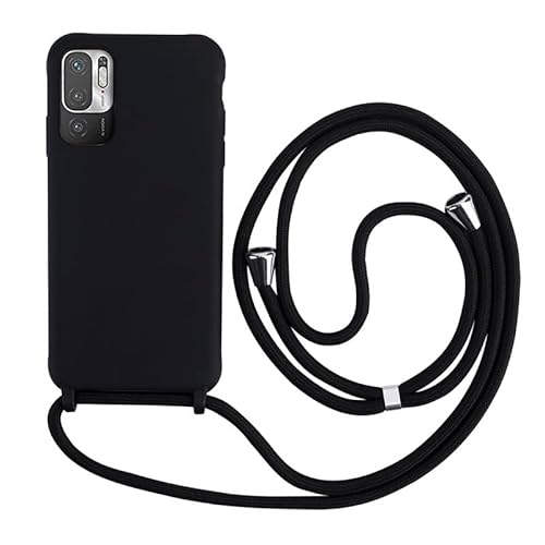 Keteen Handykette hülle für Xiaomi Redmi Note 10 5G/Poco M3 Pro Handyhülle mit Band Slim Silikon Schutzhülle mit Abnehmbar Kordel Stossfest Case zum Umhängen Necklace hülle Redmi Note 10 5G-Schwarz von Keteen