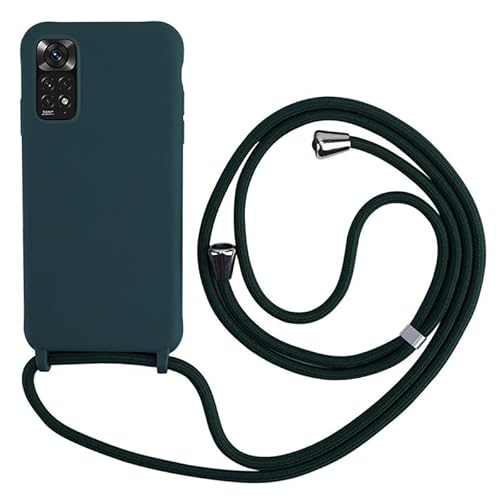 Keteen Handykette hülle für Xiaomi Redmi Note 11 Pro 4G/5G Handyhülle mit Band Slim Silikon Schutzhülle Abnehmbar Kordel Stossfest Cover zum Umhängen Necklace hülle Xiaomi Redmi Note 11 Pro-Grün von Keteen