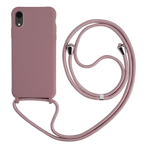 Keteen Handykette hülle für iPhone XR Handyhülle mit Band Slim Silikon für iPhone XR hülle mit Abnehmbar Kordel Stossfest Bumper Cover zum Umhängen Necklace Handyhülle für iPhone XR-Pink von Keteen