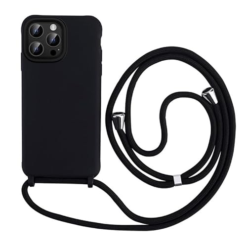 Keteen Handykette hülle für iPhone 16 Pro Max Handyhülle mit Band Silikon für iPhone 16 Pro Max hülle mit Abnehmbar Kordel Stossfest Cover zum Umhängen Necklace Handyhülle iPhone 16 Pro Max-Schwarz von Keteen