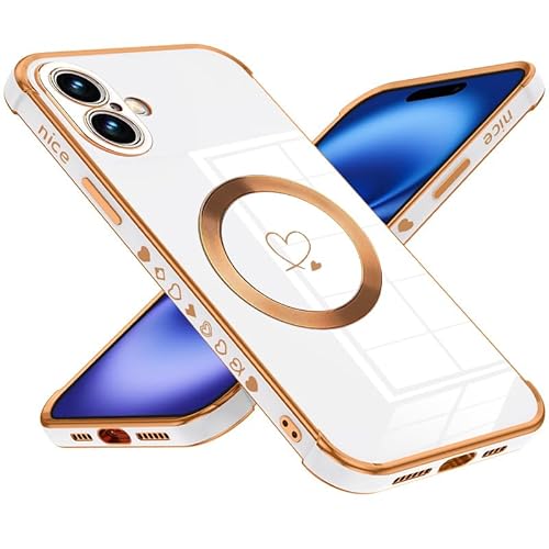 Keteen für iPhone 16 Hülle für Magsafe, Magnetisch Handyhülle für iPhone 16 Dünne Flexible TPU Silikon Galvanisierte Stoßfeste Kratzfest Schutzhülle Case für iPhone 16, White von Keteen