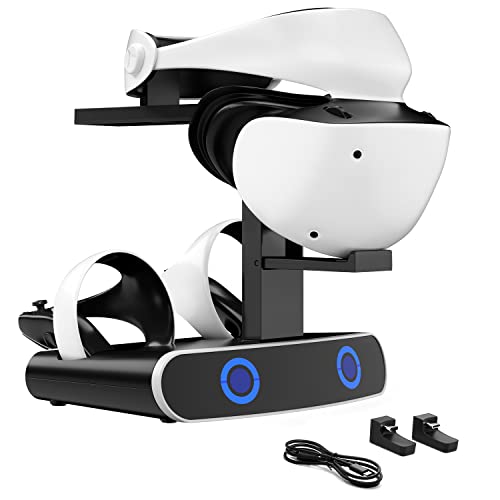 Keten Play-Station VR2 Controller Ladestation Ladestation mit Typ-C Adapter, Dual PS VR2 Controller Ladeständer, PS-5 Zubehör mit Headset-Halterung, LED-Anzeige von Keten